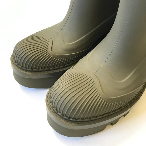 NWOB Chloe Raina Rain Boots Booties Womens 41 Grape Leaf Green Rubber Chunky NEW - Picture 7 of 15